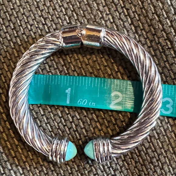 Designer Inspired Chunky Bangle Bracelet Silver Classic Cable Turquoise - Picture 4 of 5